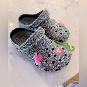 Kids Classic Glitter Clogs - size j 1 - ocean theme